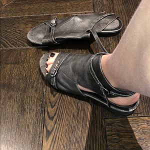 Gray half gladiator sandals